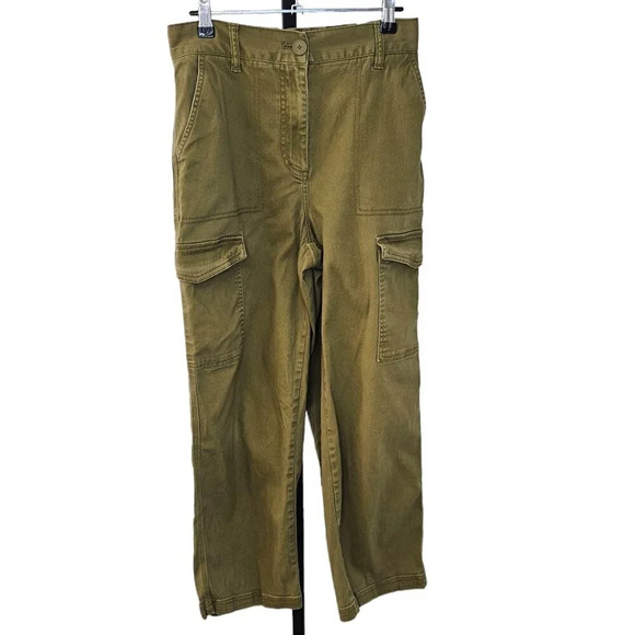 Oak + Fort Womens High Rise Cargo Utility Straight Leg Pants  Size Medium Green - Picture 1 of 8